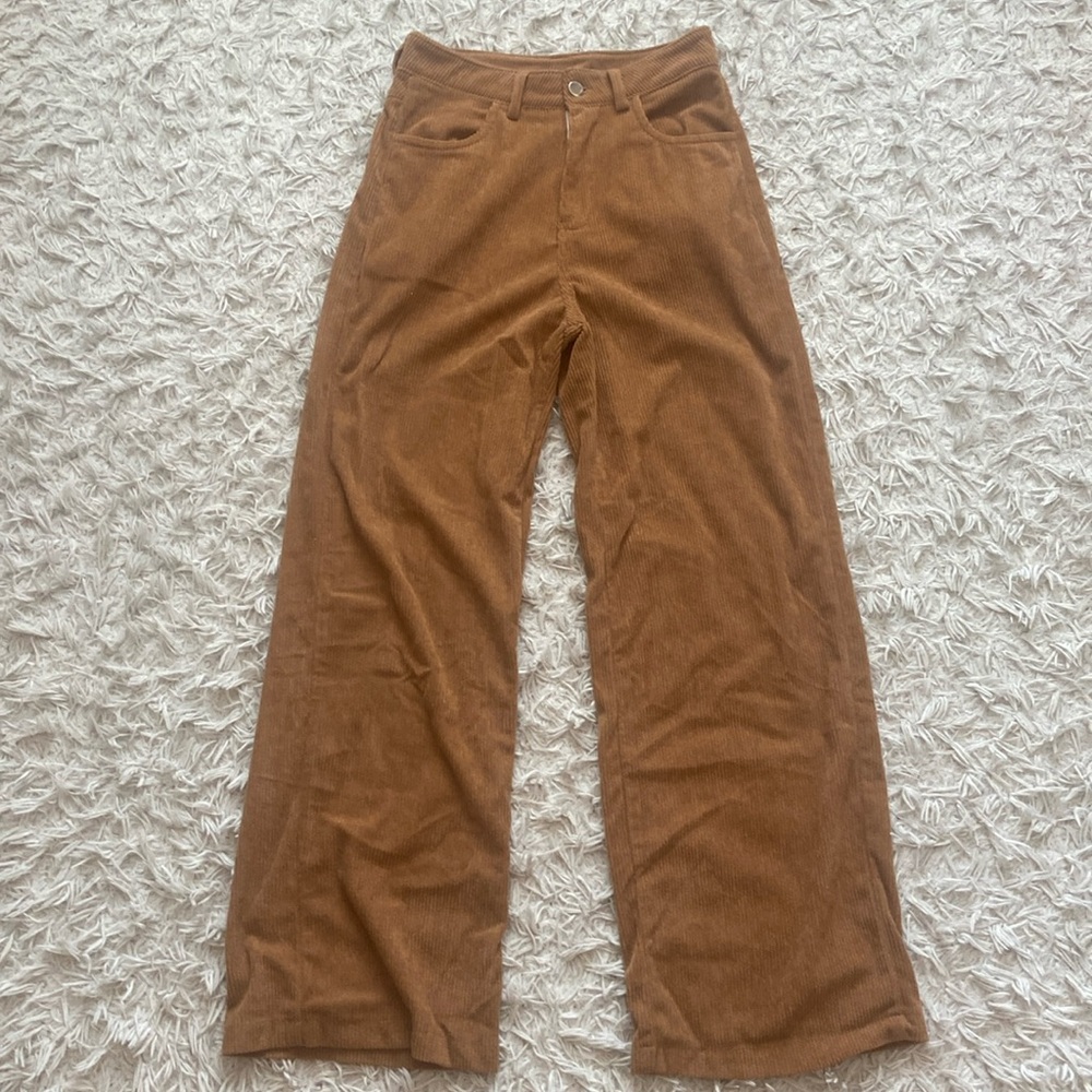 Brown Wide Leg Corduroy Pants